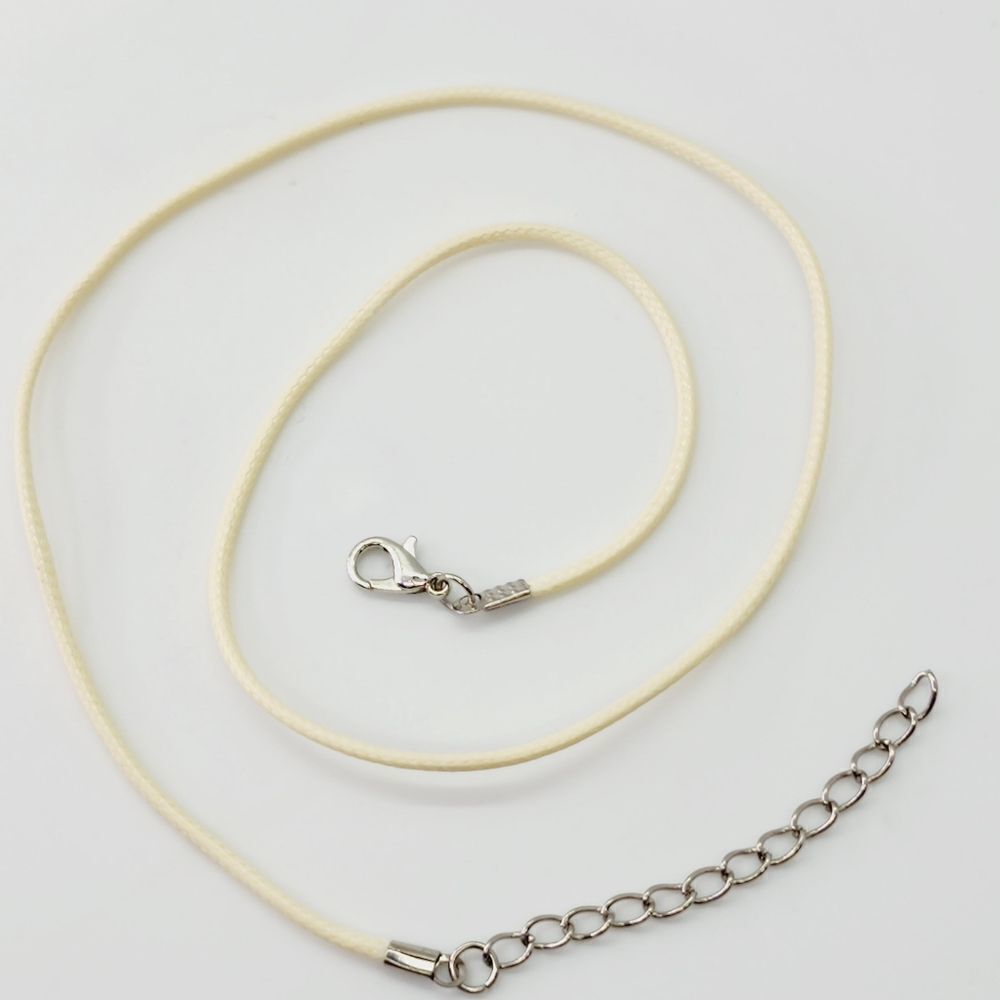🏖 Cord Necklace With Clasp Adjustable Braided Rope 1.5 mm Cream Neutral Nude